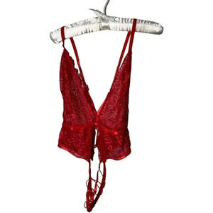 NWOT ROMA CONFIDENTIAL CROTCHLESS LACE UP BODYSUIT M